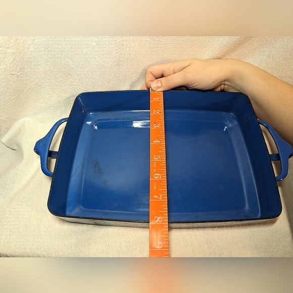 VTG Dansk Kobenstyle Small Rectangle Blue Enamel Bakeware Casserole Pan MCM - Picture 7 of 12